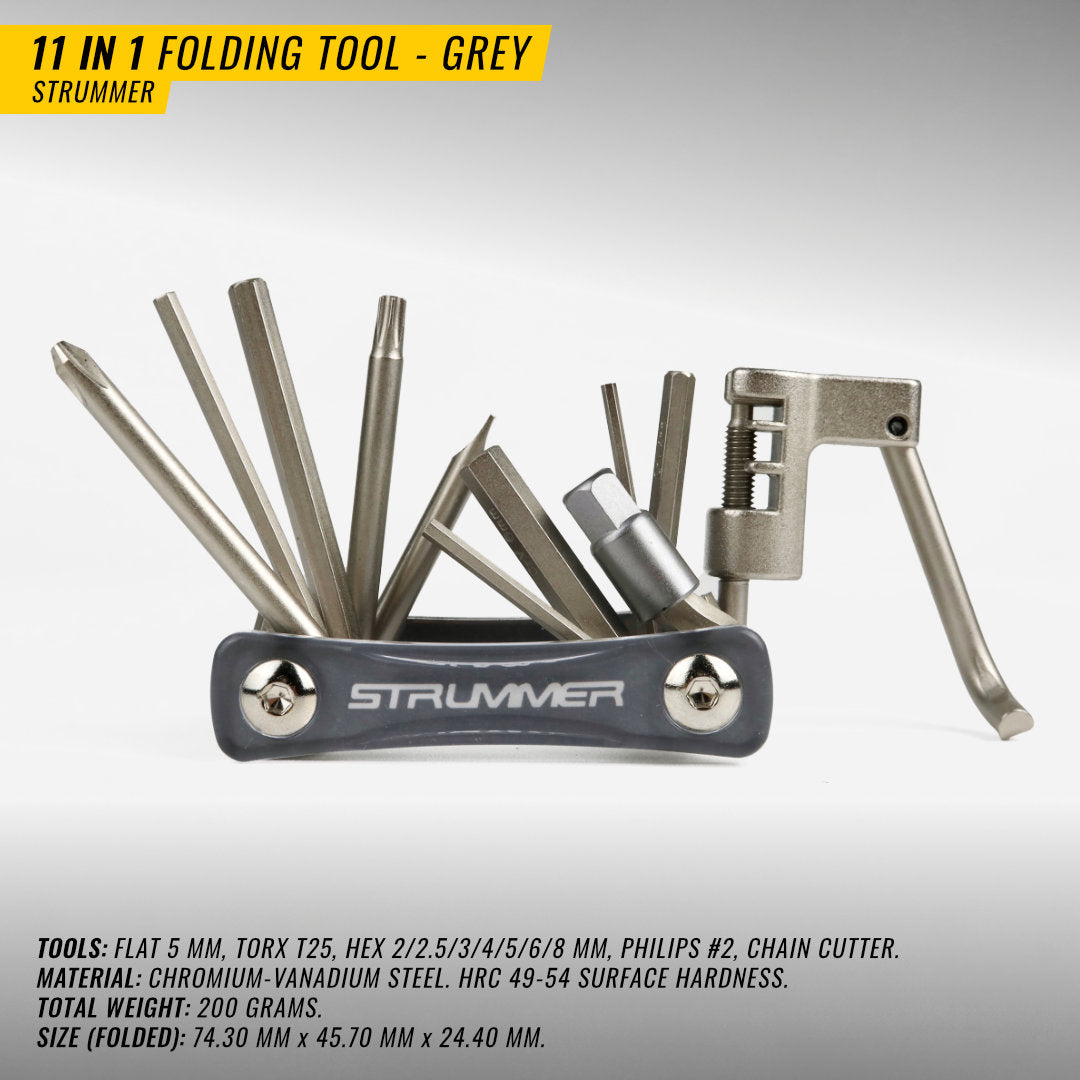 Strummer 11 trong 1 công cụ gấp (phẳng, hex, torx, pH, máy cắt chuỗi)