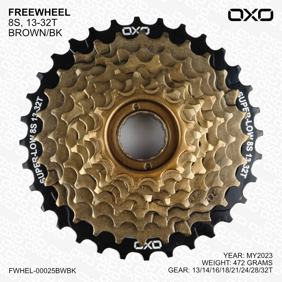 OXO 8-kelajuan 13-32T (MY2023) Sprocket Freewheel (coklat/hitam)