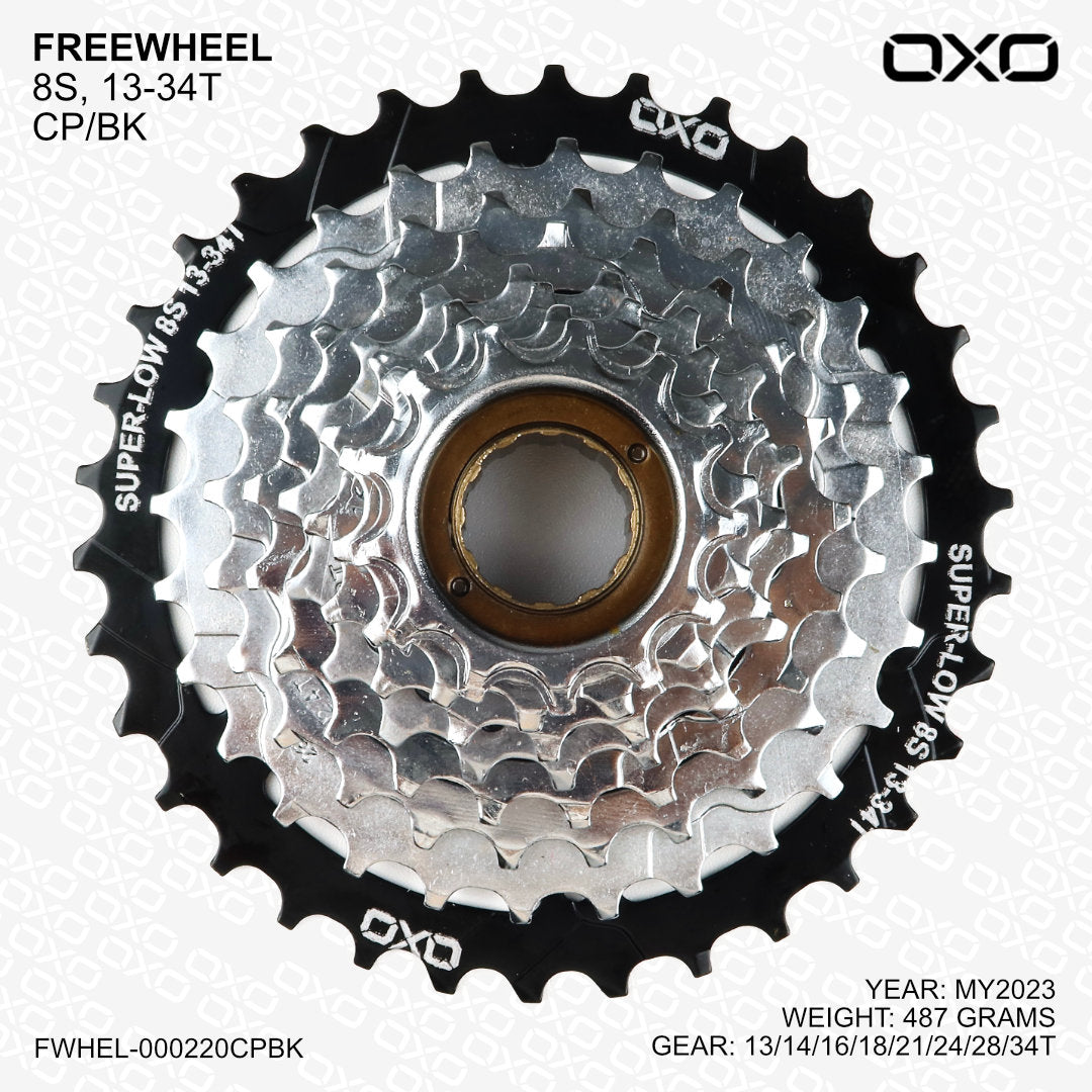 OXO 8-kelajuan 13-34T (MY2023) Sprocket Freewheel (CP/Hitam)
