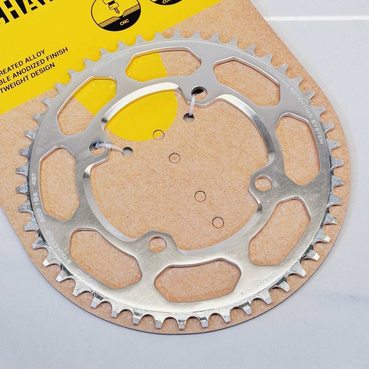 Chainring Strummer, BCD-104 Symmetric, Round, 48T, Narrow-Wide, Polish Silver CRING-00046PLSL