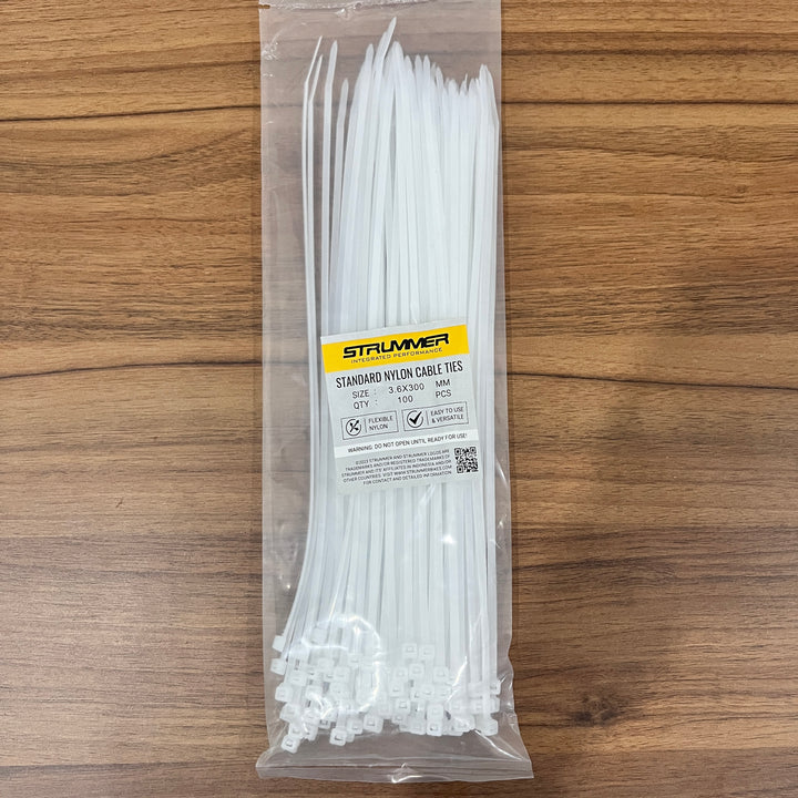 Strummer 3.6x300 Standard Nylon Cable Ties (100 Pcs/Pack)