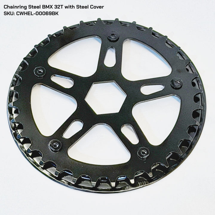 Chainring BMX 28T Steel Cover, Hexagon Hole, Black
