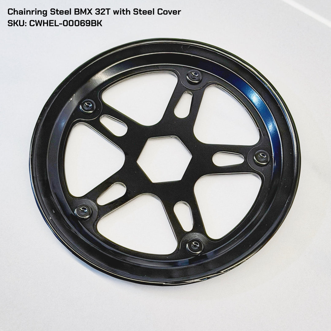Chainring BMX 28T Steel Cover, Hexagon Hole, Black