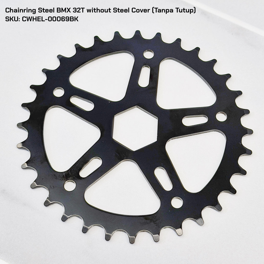 Chainring BMX 28T Steel Cover, Hexagon Hole, Black