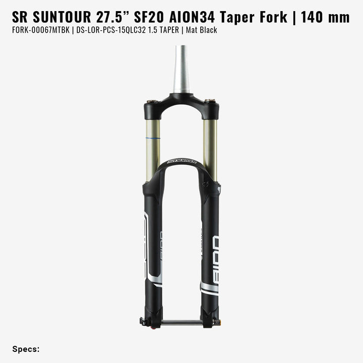 (Sale) Fork 27.5" SF20 Aion34 Taper Lor-Pcs-15QLC32 Mat Black (T:140) FORK-00067MTBK