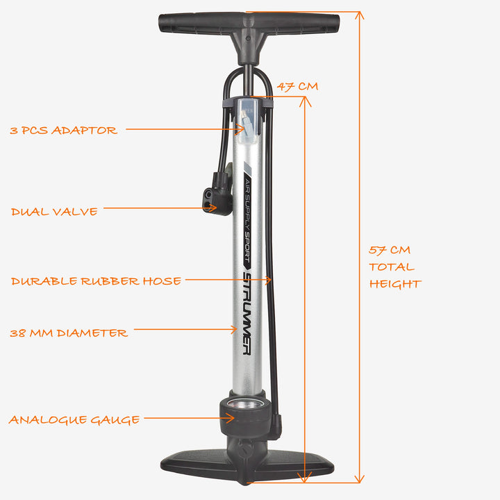Strummer Sport Floor Pump with Analogue Gauge