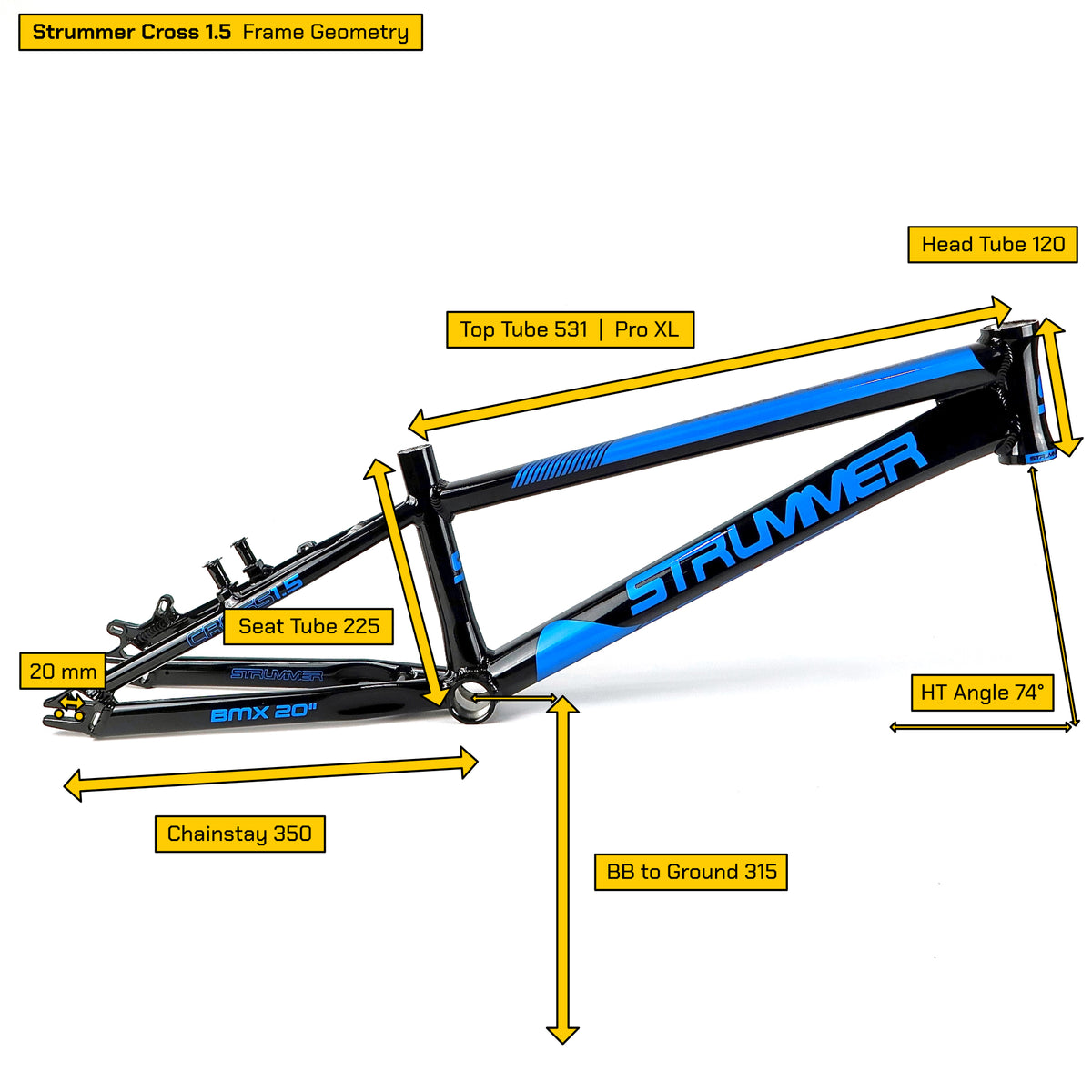 เฟรมเซ็ต Strummer Cross 1.5 (BMX, อัลลอย, สายเคเบิลกึ่งซ่อน, 20 นิ้ว)