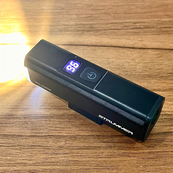 Strummer FL-1300S Bicycle Front Light (Powerbank, Battery Percentage Feature, 1300 Lumens)