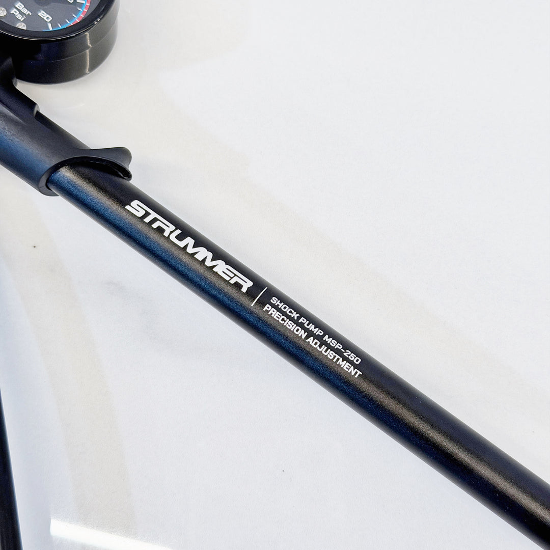 Mini Shock Pump Strummer MSP-250 (Gauge, Micro Adjust, Flexible Hose)