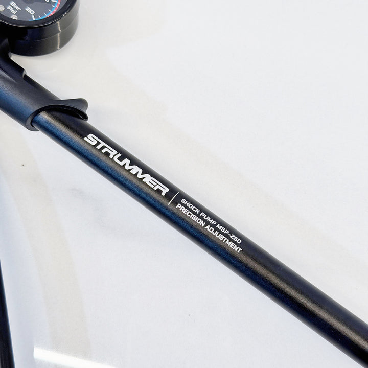 Mini Shock Pump Strummer MSP-250 (Gauge, Micro Adjust, Flexible Hose)