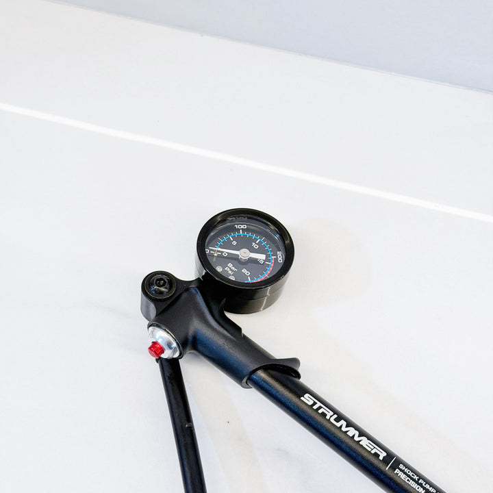 Mini Shock Pump Strummer MSP-250 (Gauge, Micro Adjust, Flexible Hose)