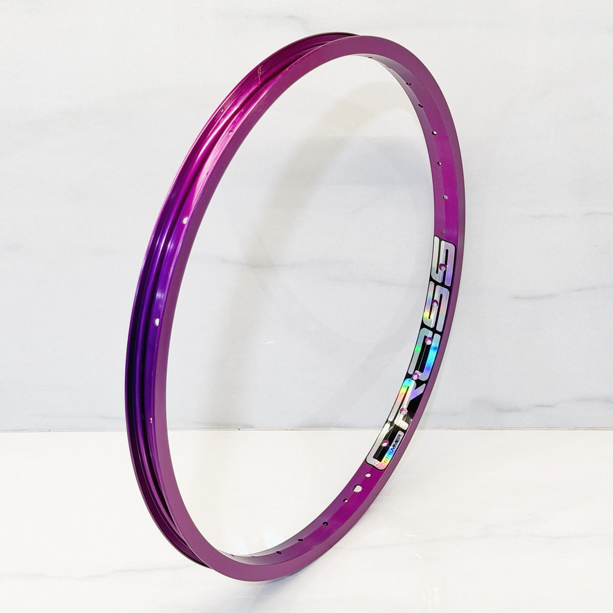 Rim Strummer Cross 20 Anodize Purple dengan decal Oil Slick