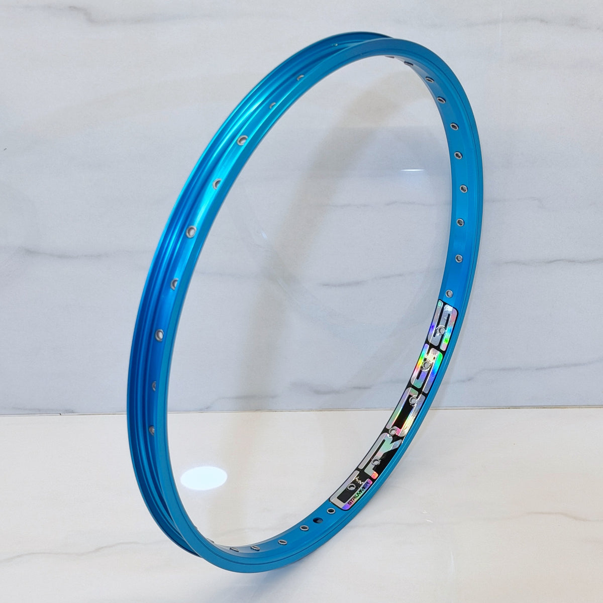 Rim Strummer Cross 20 inch Eyelet Anodize Blue, decal Oil Slick