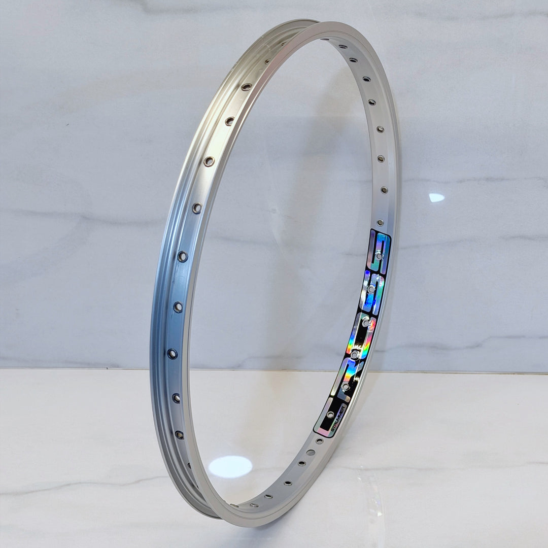 Rim Strummer Cross 20 inch Eyelet Anodize Silver, decal Oil Slick