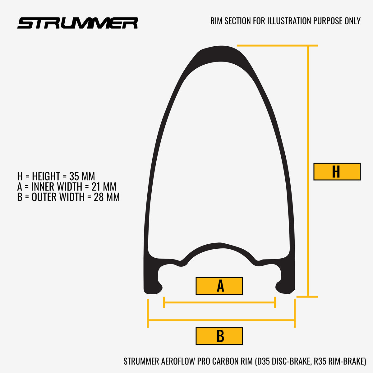 Strummer Aeroflow Pro Carbon 700c cerchio per freno sul cerchio (1 pezzo)