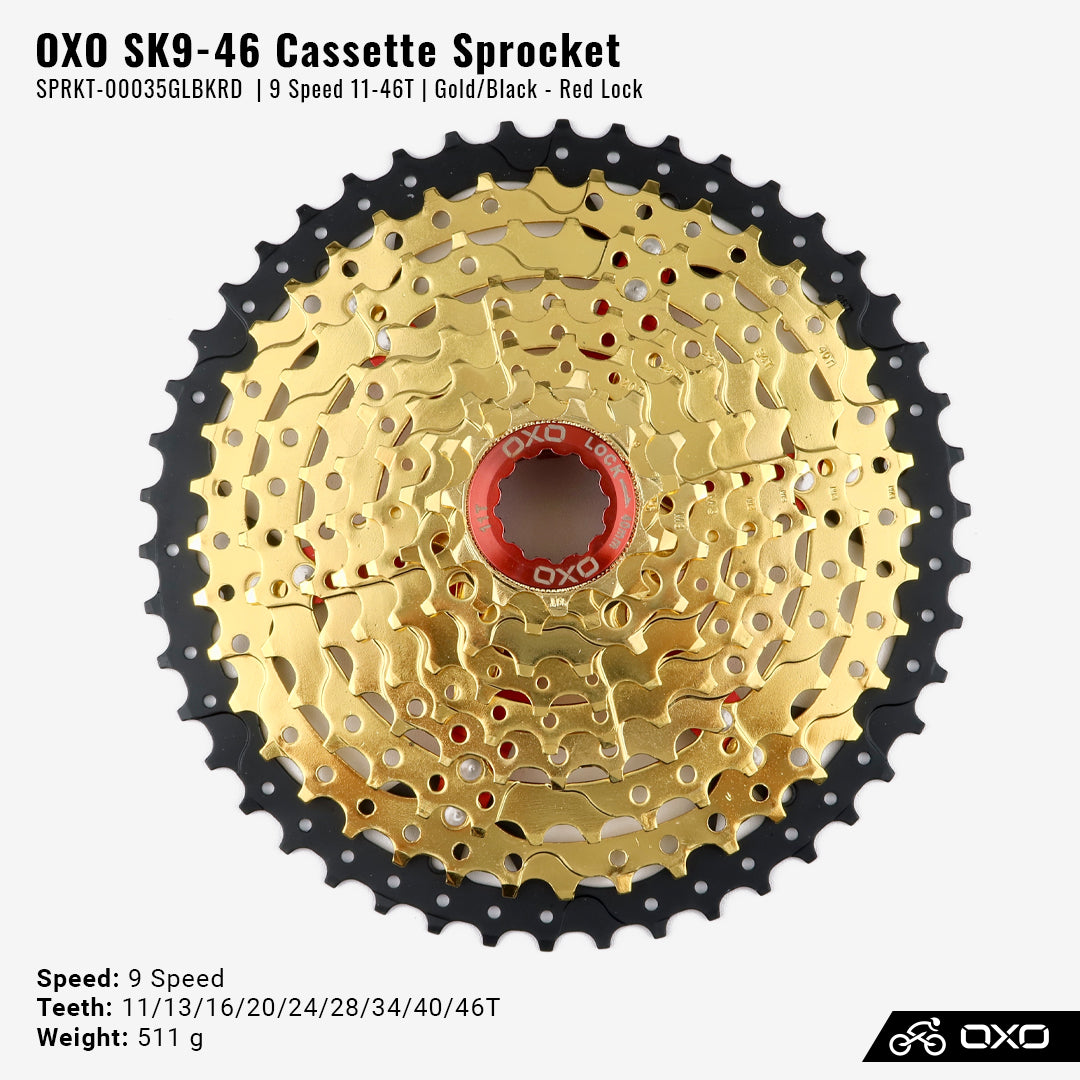 (Sale) Sprocket OXO 09-Speed 11-46T  Gold SPRKT-00035GLBKRD