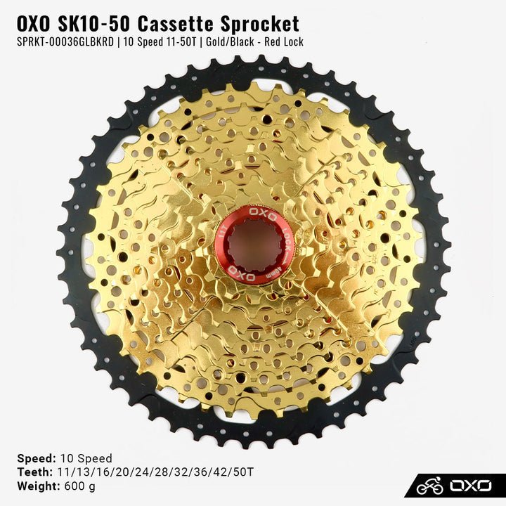 (Sale) Sprocket OXO 10-Speed 11-50T  Gold SPRKT-00036GLBKRD