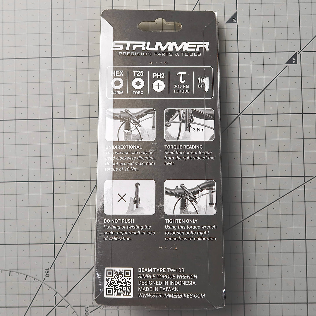 Strummer TW-10B Torque Wrench 3-10 Nm (Hex/Allen 3, 4, 5, 6, PH2, T25, Nickel Plate)
