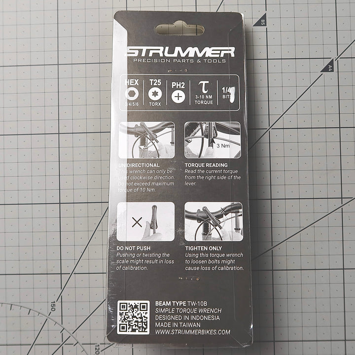 Strummer TW-10B Torque Wrench 3-10 Nm (Hex/Allen 3, 4, 5, 6, PH2, T25, Nickel Plate)