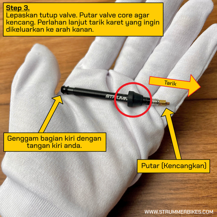 Strummer Pressa/FV tubeless valve na may integrated core remover