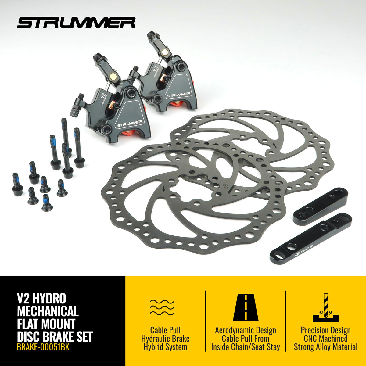 Set Angkup Brek Cakera Hidraulik Mekanikal V2 Strummer (Lekapan Rata)