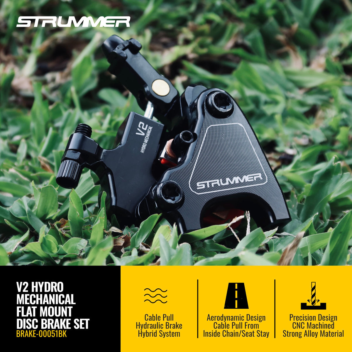 Set Angkup Brek Cakera Hidraulik Mekanikal V2 Strummer (Lekapan Rata)