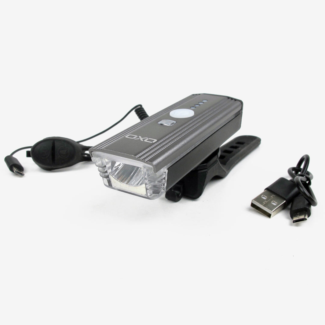 OXO FL-5261 Front Light with Bell & USB Charger Silver Titan-Black