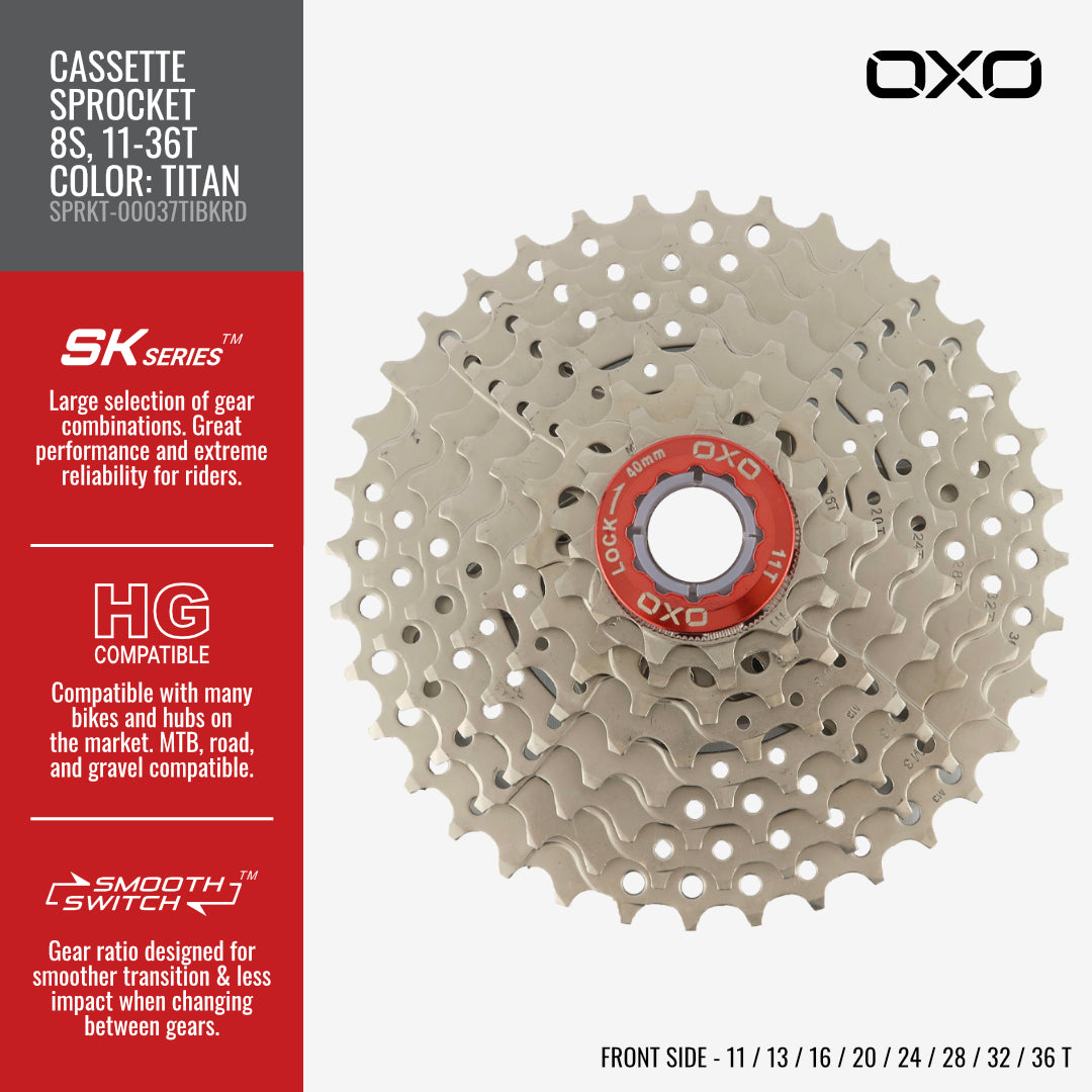 OXO 8-Speed 11-36T Cassette Sprocket (Titan)